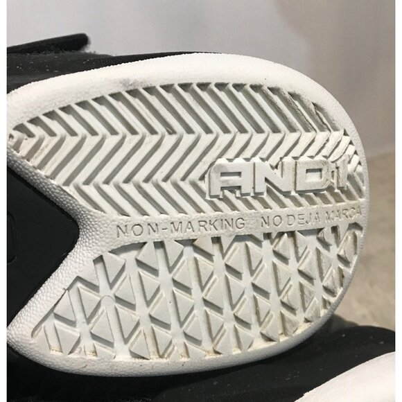 AND1 Size 6 Boys Basketball Shoes Black Gold Mid Top Hook & Loop - Picture 12 of 13